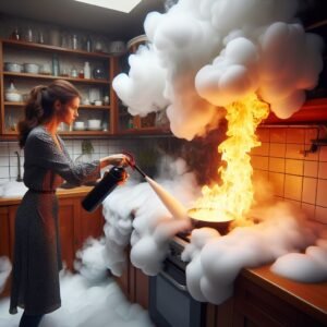 Kitchen Fire, Foam Fire Extinguishing Agent, 