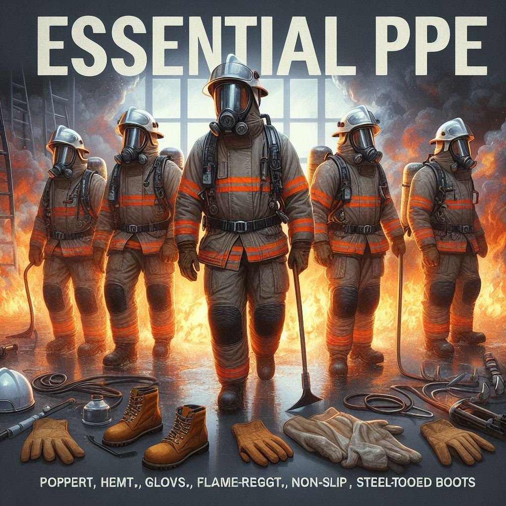 PPE for Operating Mobile Foam Unit Safely. PPE Used by Fire Fighter, Nomex Fire Suit.