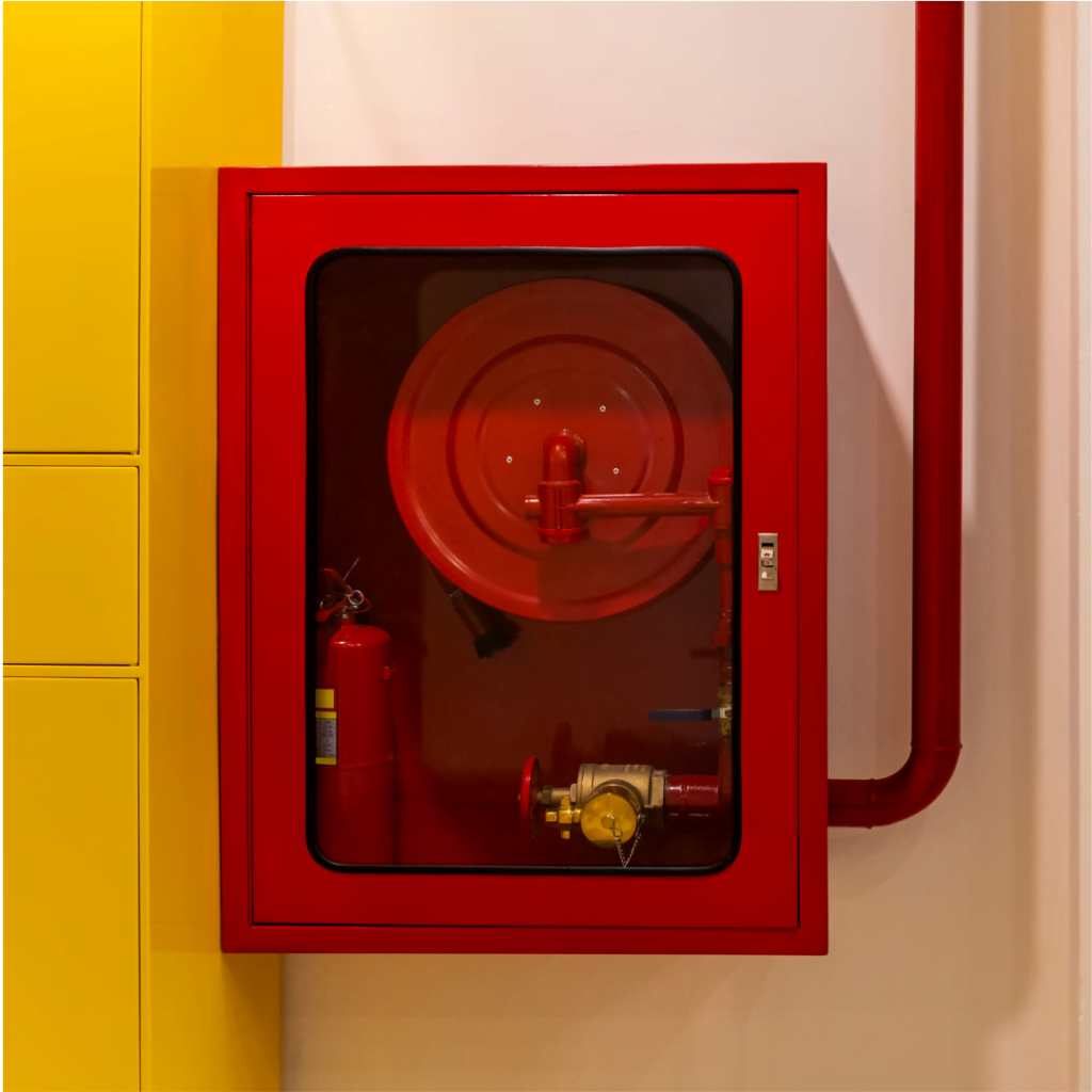 Durable fire cabinets designed for secure storage of fire safety equipment, including hoses and extinguishers, compliant with UAE standards, perfect for industrial and commercial use in Dubai.