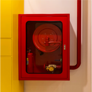 Durable fire cabinets designed for secure storage of fire safety equipment, including hoses and extinguishers, compliant with UAE standards, perfect for industrial and commercial use in Dubai.