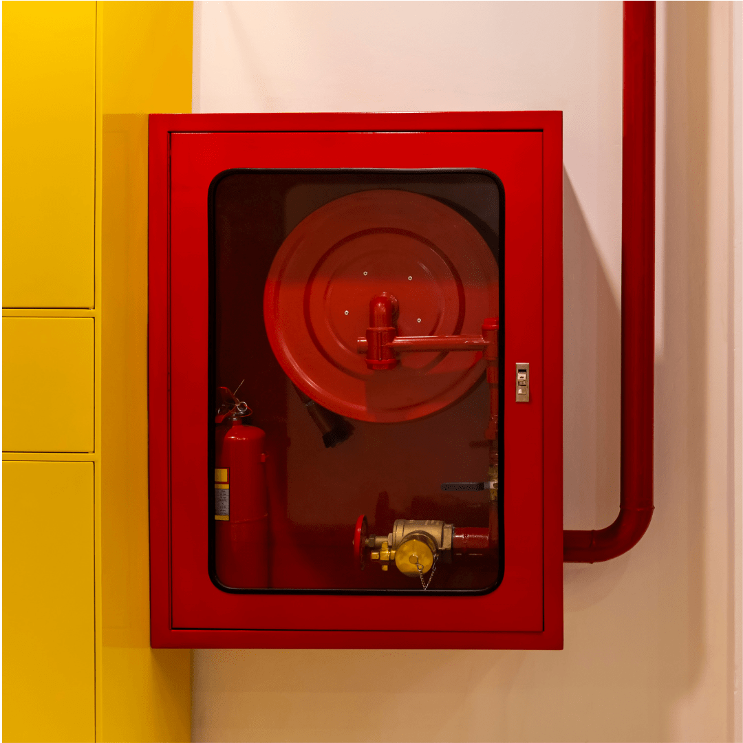 Durable fire cabinets designed for secure storage of fire safety equipment, including hoses and extinguishers, compliant with UAE standards, perfect for industrial and commercial use in Dubai.